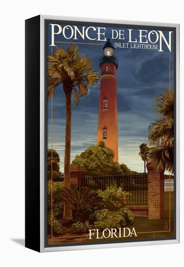 Ponce De Leon Inlet Lighthouse, Florida - Dusk Scene-Lantern Press-Framed Stretched Canvas