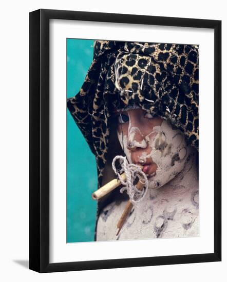 Poncho Dance with Tigre, Olmec Enigma, Tenosique, Mexico-Kenneth Garrett-Framed Photographic Print