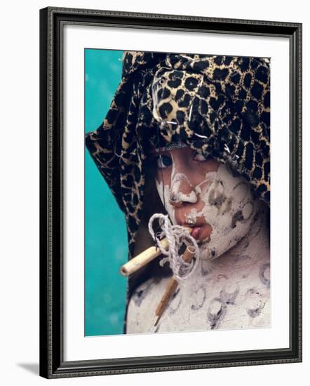 Poncho Dance with Tigre, Olmec Enigma, Tenosique, Mexico-Kenneth Garrett-Framed Photographic Print