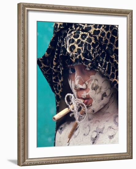 Poncho Dance with Tigre, Olmec Enigma, Tenosique, Mexico-Kenneth Garrett-Framed Photographic Print