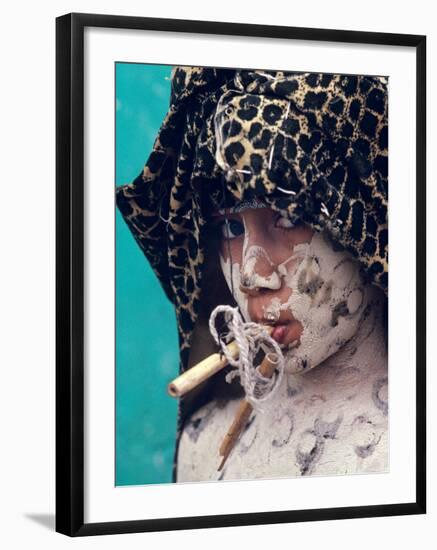 Poncho Dance with Tigre, Olmec Enigma, Tenosique, Mexico-Kenneth Garrett-Framed Photographic Print