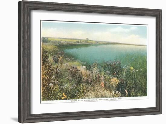 Pond and Wildflowers, Nantucket, Massachusetts-null-Framed Art Print