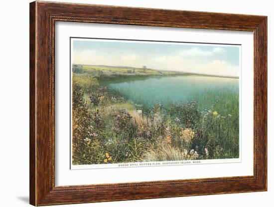 Pond and Wildflowers, Nantucket, Massachusetts-null-Framed Art Print