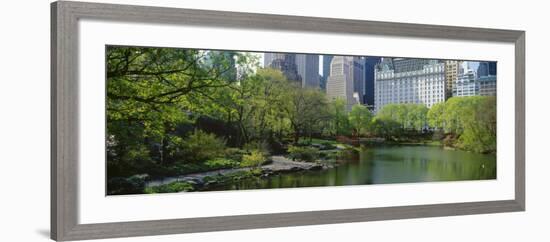 Pond in a Park, Central Park South, Central Park, Manhattan, New York City, New York State, USA-null-Framed Photographic Print