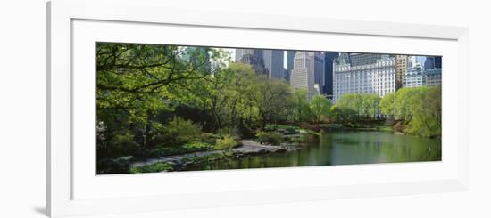 Pond in a Park, Central Park South, Central Park, Manhattan, New York City, New York State, USA-null-Framed Photographic Print