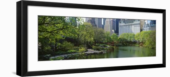 Pond in a Park, Central Park South, Central Park, Manhattan, New York City, New York State, USA-null-Framed Photographic Print