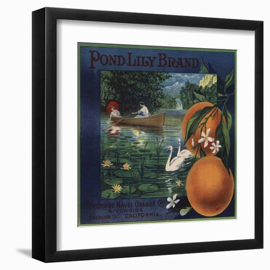 Pond Lily Brand - Riverside, California - Citrus Crate Label-Lantern Press-Framed Art Print