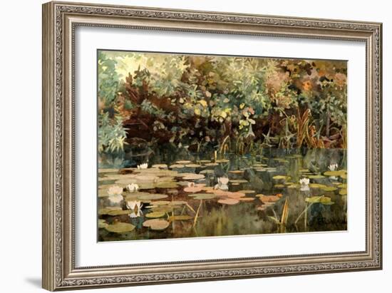 Pond with Water Lilies, Early 1890s-Elena Dmitryevna Polenova-Framed Giclee Print