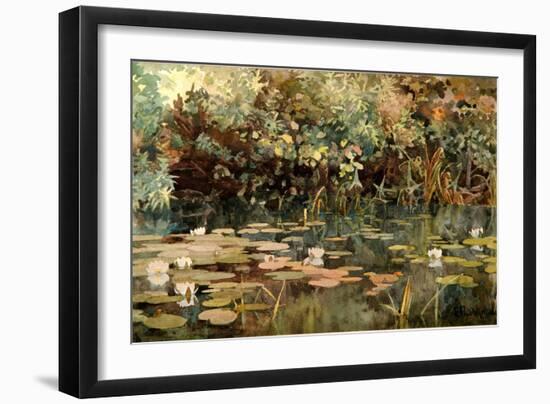 Pond with Water Lilies, Early 1890s-Elena Dmitryevna Polenova-Framed Giclee Print