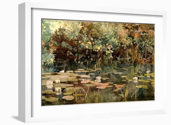 Pond with Water Lilies, Early 1890s-Elena Dmitryevna Polenova-Framed Giclee Print