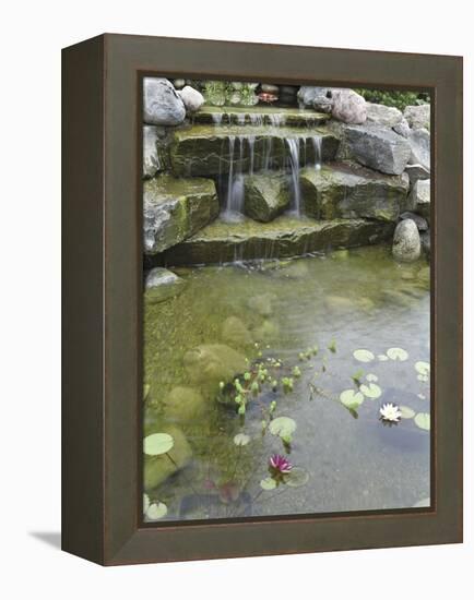 Pond with Waterfall-null-Framed Premier Image Canvas