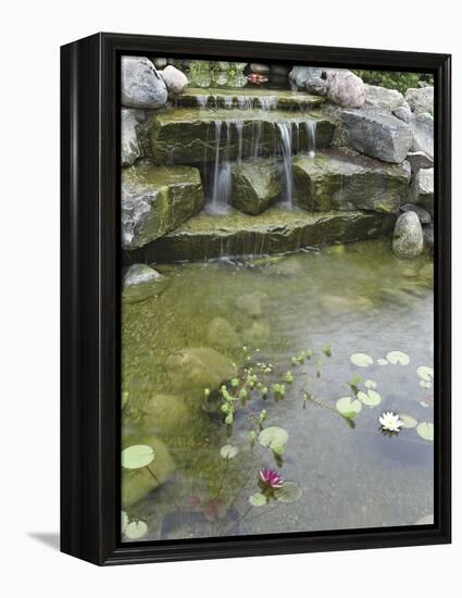 Pond with Waterfall-null-Framed Premier Image Canvas