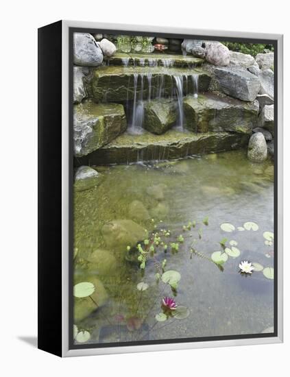 Pond with Waterfall-null-Framed Premier Image Canvas