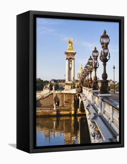 Pont Alexandre-III and Dome des Invalides over Seine river-Rudy Sulgan-Framed Premier Image Canvas