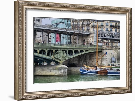 Pont de Bir Hakeim With Boat-Cora Niele-Framed Giclee Print