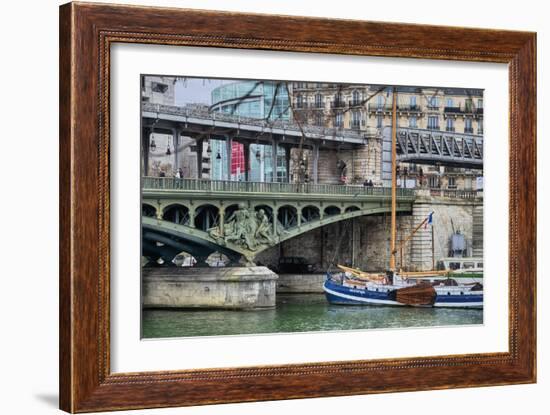 Pont de Bir Hakeim With Boat-Cora Niele-Framed Giclee Print