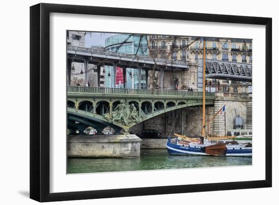 Pont de Bir Hakeim With Boat-Cora Niele-Framed Giclee Print