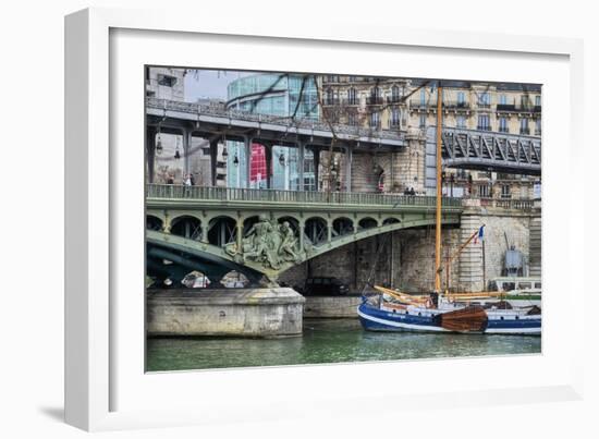 Pont de Bir Hakeim With Boat-Cora Niele-Framed Giclee Print