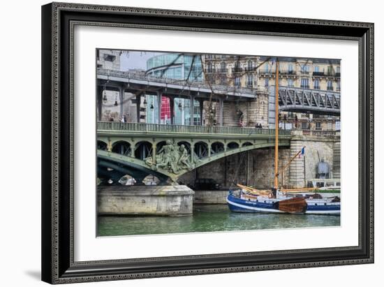 Pont de Bir Hakeim With Boat-Cora Niele-Framed Giclee Print