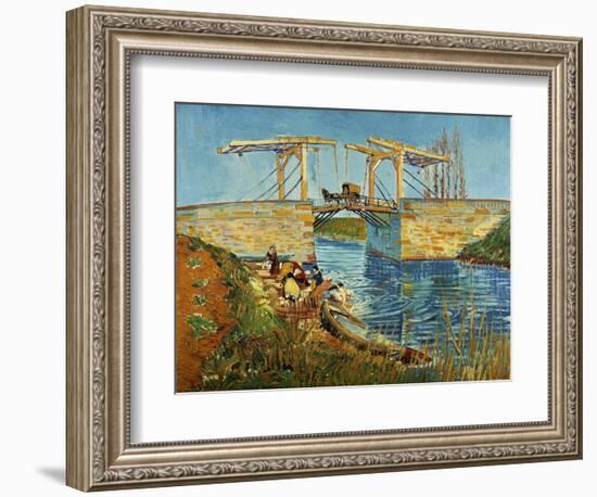 Pont de l'Anglois at Arles with Washer- Women, March 1888-Vincent van Gogh-Framed Giclee Print