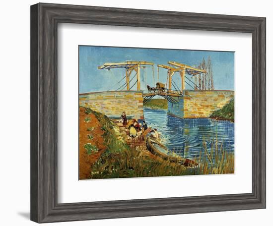 Pont de l'Anglois at Arles with Washer- Women, March 1888-Vincent van Gogh-Framed Giclee Print