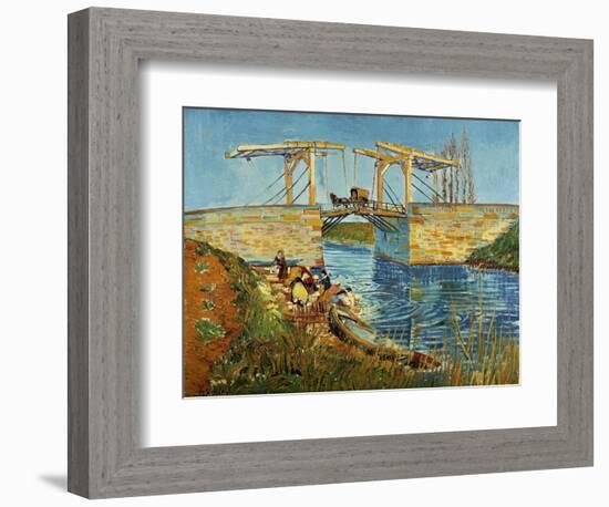 Pont de l'Anglois at Arles with Washer- Women, March 1888-Vincent van Gogh-Framed Giclee Print