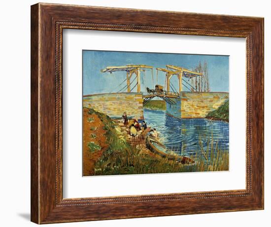 Pont de l'Anglois at Arles with Washer- Women, March 1888-Vincent van Gogh-Framed Giclee Print