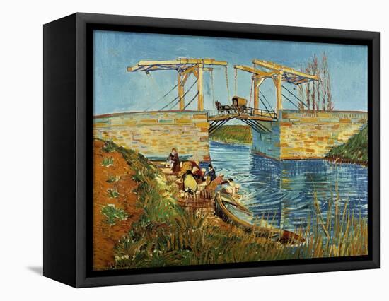 Pont de l'Anglois at Arles with Washer- Women, March 1888-Vincent van Gogh-Framed Premier Image Canvas