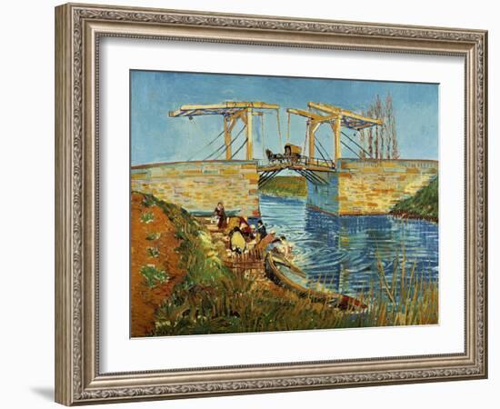 Pont de l'Anglois at Arles with Washer- Women, March 1888-Vincent van Gogh-Framed Giclee Print