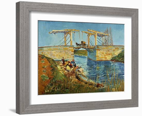 Pont de l'Anglois at Arles with Washer- Women, March 1888-Vincent van Gogh-Framed Giclee Print