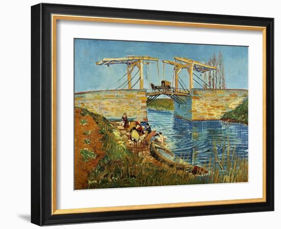 Pont de l'Anglois at Arles with Washer- Women, March 1888-Vincent van Gogh-Framed Giclee Print