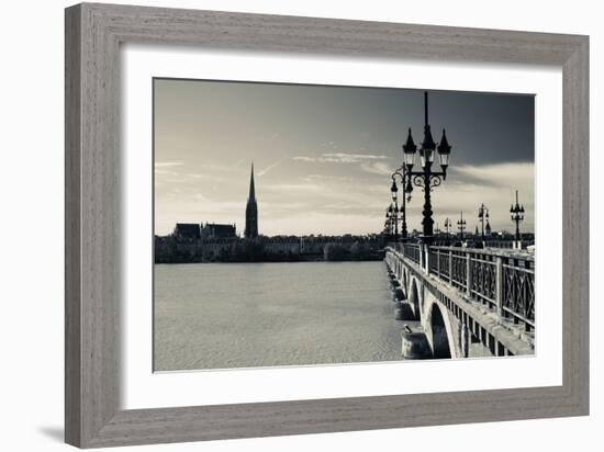 Pont De Pierre Bridge across Garonne River, Bordeaux, Gironde, Aquitaine, France-null-Framed Photographic Print