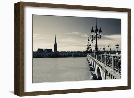 Pont De Pierre Bridge across Garonne River, Bordeaux, Gironde, Aquitaine, France-null-Framed Photographic Print