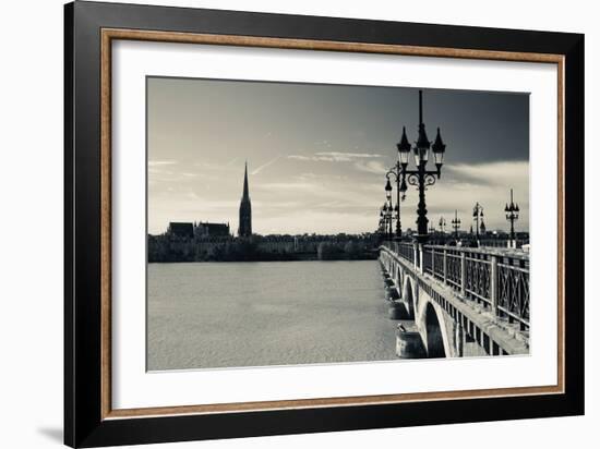 Pont De Pierre Bridge across Garonne River, Bordeaux, Gironde, Aquitaine, France-null-Framed Photographic Print