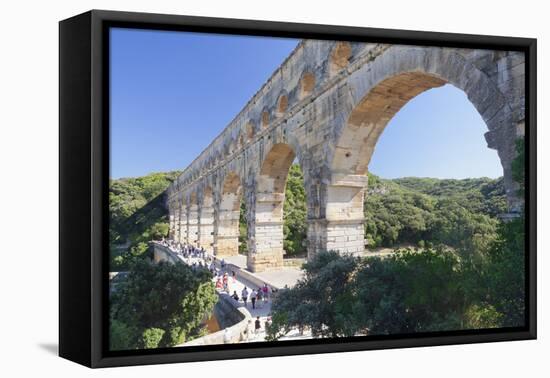 Pont Du Gard, Roman Aqueduct, Languedoc-Roussillon, Southern France, France-Markus Lange-Framed Premier Image Canvas