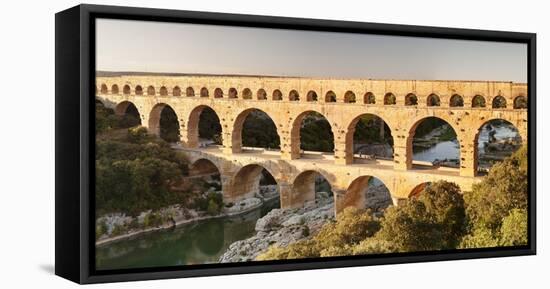 Pont Du Gard, Roman Aqueduct, River Gard, Languedoc-Roussillon, Southern France, France-Markus Lange-Framed Premier Image Canvas