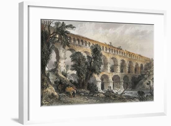 Pont-Du-Gard, Roman Bridge over Gardon River Which Forms Part of Aqueduct of Same Name-null-Framed Giclee Print