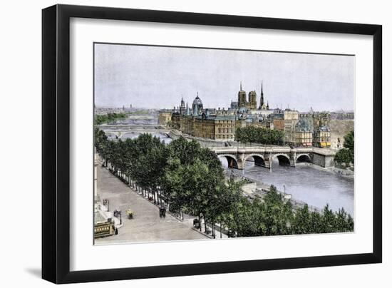 Pont Neuf Bridging the Seine to the Ile De La Cite, Viewed from Near the Louvre, Paris, 1890s-null-Framed Giclee Print