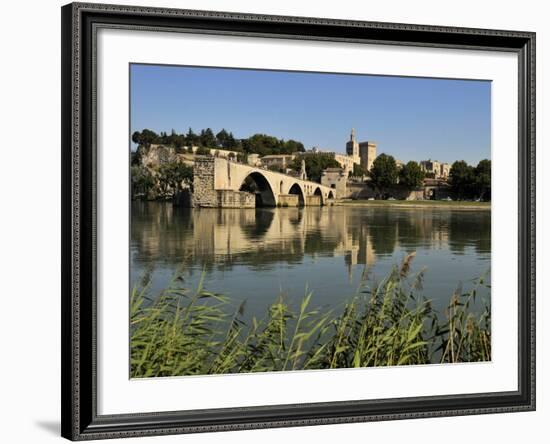 Pont Saint-Benezet and Avignon City Viewed from across the River Rhone, Avignon, Provence, France, -Peter Richardson-Framed Photographic Print