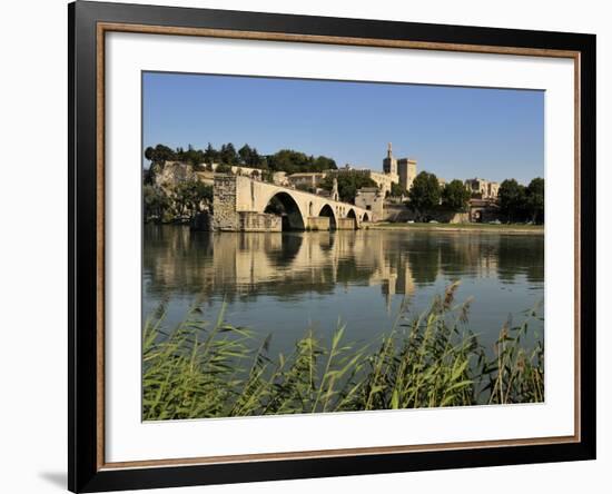 Pont Saint-Benezet and Avignon City Viewed from across the River Rhone, Avignon, Provence, France, -Peter Richardson-Framed Photographic Print