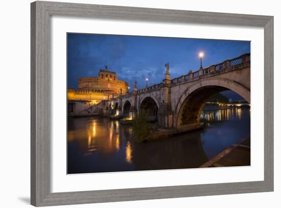 Pont Sant' Angelo and Castel Sant' Angelo at Dusk, Rome, Lazio, Italy, Europe-Ben Pipe-Framed Photographic Print