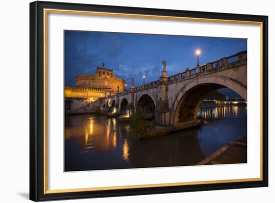 Pont Sant' Angelo and Castel Sant' Angelo at Dusk, Rome, Lazio, Italy, Europe-Ben Pipe-Framed Photographic Print