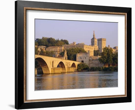 Pont St. Benezet Bridge and Papal Palace, Avignon, Provence, France, Europe-John Miller-Framed Photographic Print