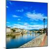 Ponte Alle Grazie Bridge on Arno River, Sunset Landscape. Florence or Firenze, Italy.-stevanzz-Mounted Photographic Print