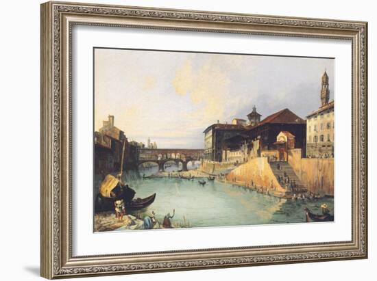 Ponte Vecchio and Tiratoio on the Arno River in Florence-Giuseppe Moricci-Framed Giclee Print