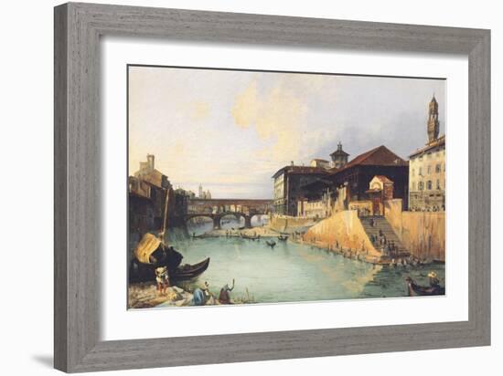 Ponte Vecchio and Tiratoio on the Arno River in Florence-Giuseppe Moricci-Framed Giclee Print