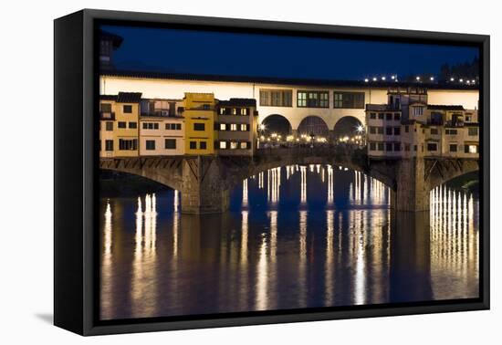 Ponte Vecchio at Night, Florence, Italy-David Clapp-Framed Premier Image Canvas