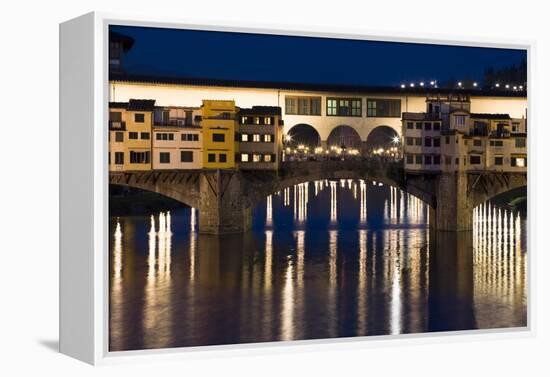 Ponte Vecchio at Night, Florence, Italy-David Clapp-Framed Premier Image Canvas