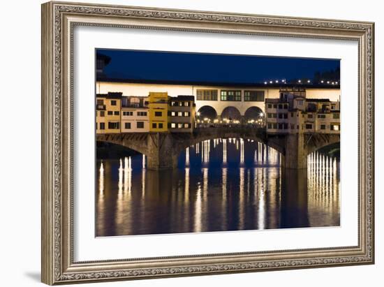 Ponte Vecchio at Night, Florence, Italy-David Clapp-Framed Photographic Print