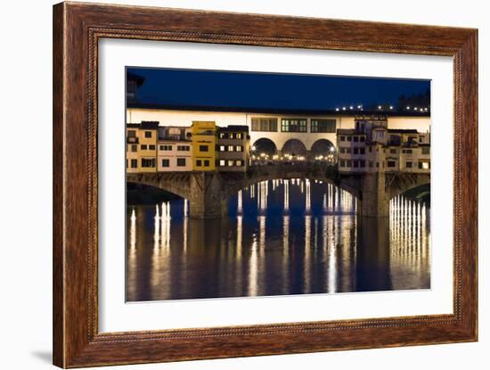 Ponte Vecchio at Night, Florence, Italy-David Clapp-Framed Photographic Print